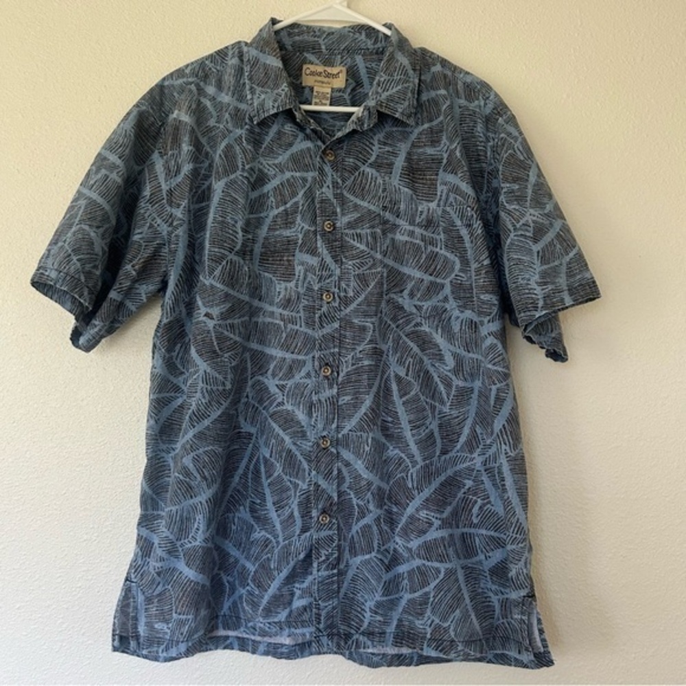 Cooke street - Hawaiian palm leaves blue short sleeve button down size xl